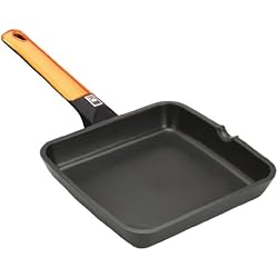 Cazuela Bra Efficient Plus BRA Efficient Orange - Grill asador liso, 22 cm, aluminio fundido con antiadherente Platinum Plus, apto para inducción