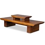 Meditation Altar Table – 21 x 7.5 x 6 Inch Handmade Tiered Puja Table - Small Alter Table for Relaxation, Prayer - Buddha Shrine Altar Meditation Table Made of Solid and Rich Mango Wood