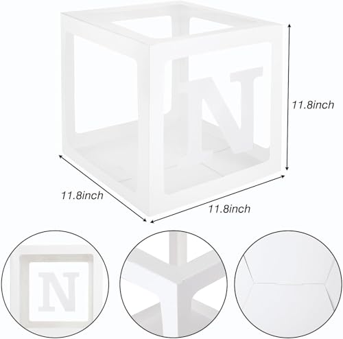 Image of Rozi Decoration inchONE inch Cardboard Balloon Box Set - 3-Pack White 1st Birthday Party Supplies