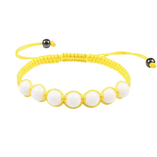 Bracelet perles 8mm crystal blanc tressé élastique anti-rupture 17cm