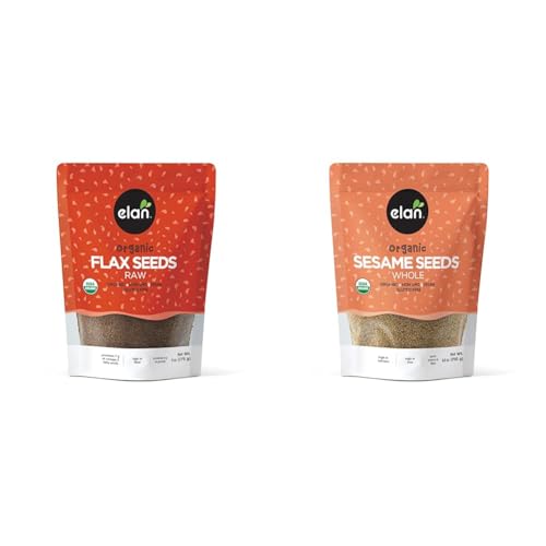 Elan Organic Flax Seed 9 oz & Sesame Seeds 8.8 oz Bundle - Whole Raw Seeds, Non-GMO, Vegan, Gluten-Free, Kosher, High Fiber Superfood image 2