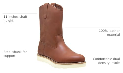 Image of Golden Fox 12 inch Work Boot Pull On Wellington Wedge Lightweight Outsole for Construction Farming and Ranching