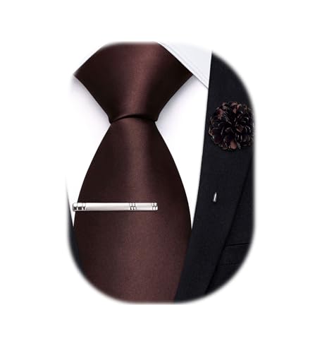 Image of Hi-Tie Pretied Boys Ties Solid Color Kids Adjustable Necktie Lapel Pin Clip Set Age 8-12 Wedding School Graduation