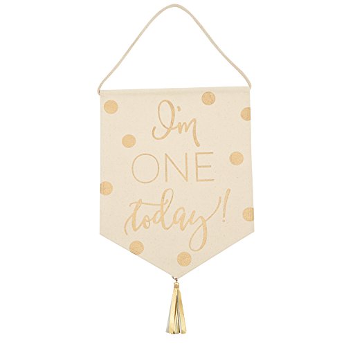 Mud Pie I'm One Birthday Pennant Banner, Gold