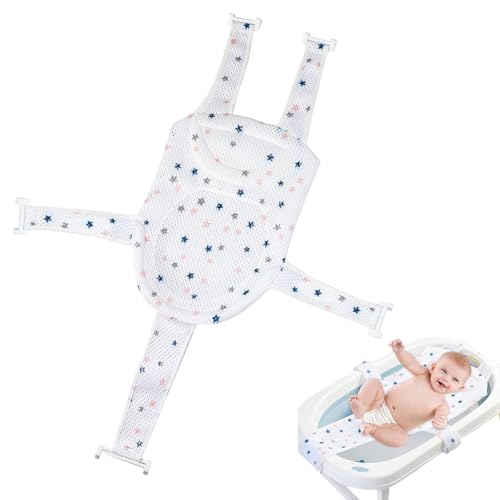 Mikiuly Cojín de Baño para Bebé con Red de Apoyo, Alfombrilla y Soporte para Asiento Ajustable - Cómodo y Suave para Bebés de 0 a 2 Años