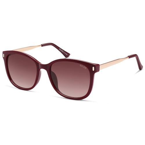 SOJOS Classic Square Polarized Sunglasses for Women Oversized Trendy Retro UV Protection Shade SJ2640 Burgundy Frame Burgundy Grading Lens