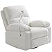 YuuYee Teddy Fleece 360° Swivel Rocker Recliner Nursery Rocking Chairs with Phone Holder Manual Gilder Recliner Chair with Wide Foot Rest for Living Room and Baby Room