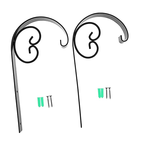 BUTIFULSIC 2 Pack Iron Flower Pot Holder Wall-Mounted Plant Hanger Bracket Durable for Home Decor Black