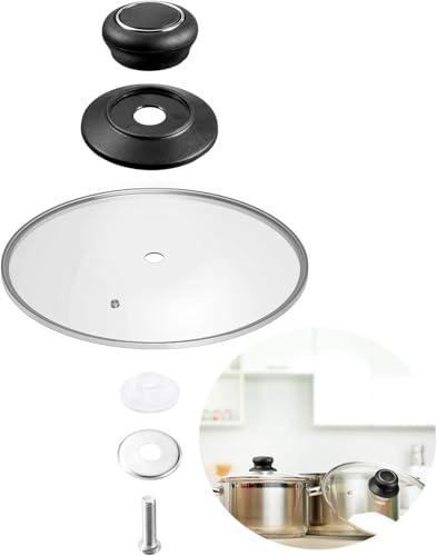 Clear Tempered Glass Saucepan Casserole Frying pan Lid Replacement Glass Lids for Pans Pots and Casseroles Pan Lid Knobs with Heat Resistant Handle (28CM)