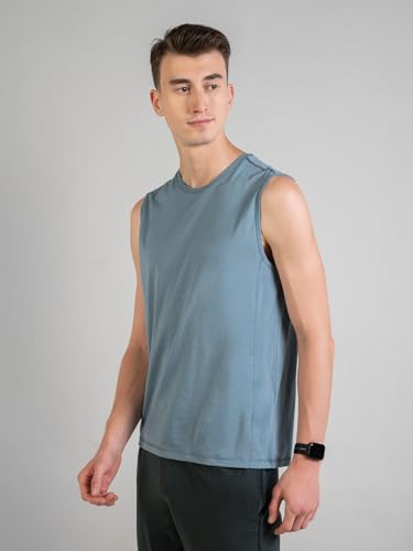 Image of DAMENSCH Men's Cotton Blend Regular Fit Breeeze Gym Vests Workout, Ultra-Lightweight Gym Sando, Anti-Fade Cotton Blend Tank Top, Quick-Dry Sleeveless Vest