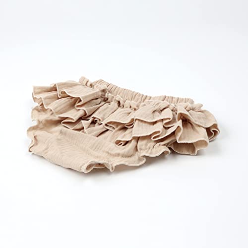 Hoolchean Baby Girls Cotton Gauze Ruffle Bloomer Shorts With Bowknot Headband (Khaki, S: 0-6 Months) #TOP2