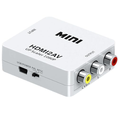 Image of TRISHIKA,HDMI to AV, 1080P HDMI to 3RCA CVBS AV Composite Video Audio Converter Adapter Supports PAL /NTSC with USB Charge Cable for PC Laptop HDTV DVD - White