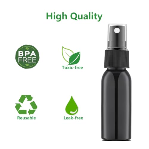 Lil Ray 1 Oz/30ML Small Plastic Spray Bottle(12 PCS), Empty Fine Mist Mini Travel Size Sprayer, Portable Refillable Liquid Containers for Perfume, Cologne, Water(Black)2