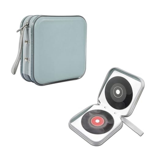 WINUERK Capa para CD, suporte de DVD de plástico rígido com capacidade para 48 unidades, bolsa carteira de disco portátil com zíper para carro, viagem em casa, grande armazenamento universal para DVD