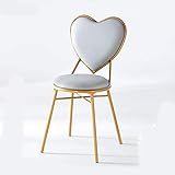 Tocador Taburete Amor Creativo En Forma De Corazón Silla De Comedor Dormitorio De Niña Silla De Maquillaje Tocador Silla Con Respaldo De Cuero PU Silla Decorativa De Metal Dorado,Gray pu leather