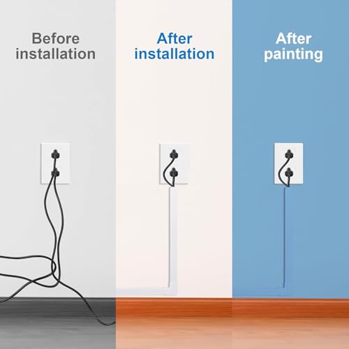 157in Cord Hider Kit, Cord Covers for Wires on Wall, Cable Hider Cord Organizer, Wire Hiders for TV on Wall, Cord Concealer, Cable Cover Wall Wire Management, 10 X L15.7 W1.18 H0.6in, White by CADONO - Image 8