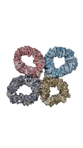 Image of inchPrinted Satin Scrunchies for Women and Girls - Pack of 4 | Soft and Stretchy Hair Ties for Daily Use | Trendy Designer Hair Accessories inch
