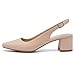 Women's Low Chunky Slingback Heels Square Toe Block Dress Shoes Closed Toe Comfortable Wedding Office Work Nude Pumps