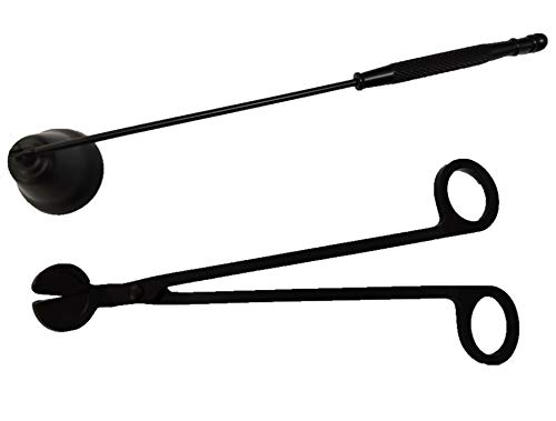 Candlesnuffers Candle Accessory Set, Candle Gift Set with Candle Snuffer, Candle Cutter Wick Trimmers for Replacement Wicks Candle Lovers, Set of 2,Black
