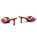Shoe Land Women's Low Heels Stiletto Heeled Slides, Open Toe One Band Slip-On Heeled Mules – Dressy Heeled Sandals for Prom, Party Wedding and Vacation, 2401RedPT, Size 8.0, Deverena