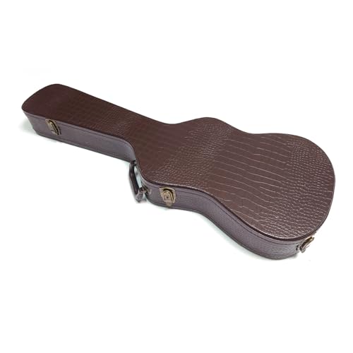 Premium Hard Shell Electric Guitar Case for Fender Stratocaster and Telecaster Guitar Case, Waterproof Leather, Plush Interior, with Storage Compartment, Durable & Portable for Travel (Brown)