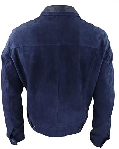 TruClothing Mens Genuine Suede Jacket Leather Jeans Denim Short Mens Biker Classic VIntage
