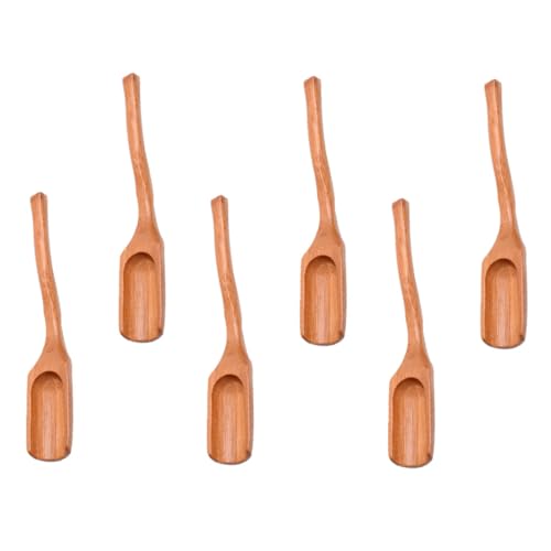 HAKIDZEL Premium Bamboo Tea Spoon Set 6pcs Long Handle Curved Scoop for Tea Leaves