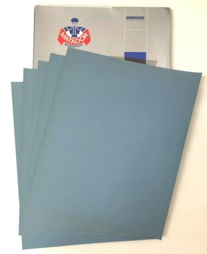 Matador Abrasive Wet or Dry Sandpaper 5 Sheets 2000 Grit 9"x11" Silicon Carbide Made in Germany