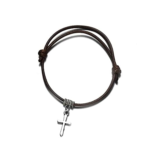 Mode handgjort kors armband för män damarmband smycken elastiskt rep kors hänge Jesus bön armband smycken accessoarer
