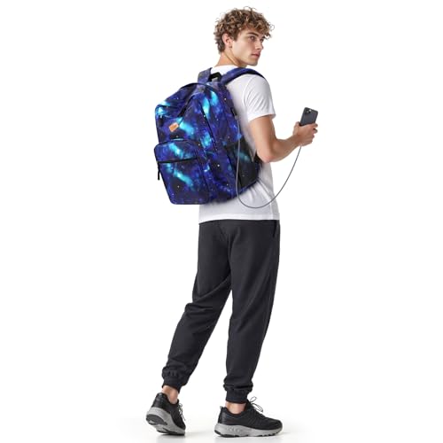 Image of ZORFIN 36L Backpack for College, and Travel: Water Resistant Bookbag with 8 Compartments - Cyberspace Galaxy