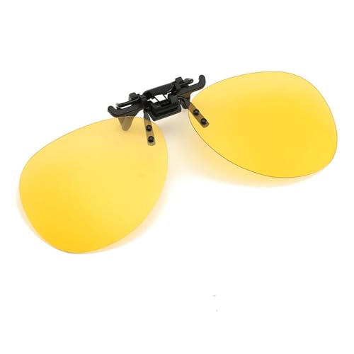 KTUCN Occhiali da sole polarizzati con clip, occhiali da sole da guida, lenti in resina, colore giallo notte, protezione UV 400, visione notturna, colore giallo, larghezza totale: 128 mm