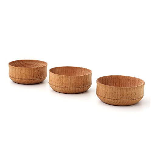 Set aus 3 Sauciere aus Holz - Sauciere für Essen, Feiertagsmahlzeiten und Partys - Mini-Kaffeemilchkännchen zum Servieren von Honig/Sahne/Kondensmilch/Salatuntertasse Cover