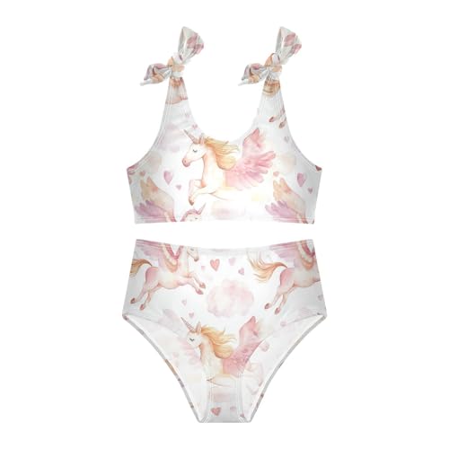 Wusikd Flying Unicorn Girls Swimsuits Two Piece Clouds Hearts Swimwear Bikini Set for for Girls Size 3T3