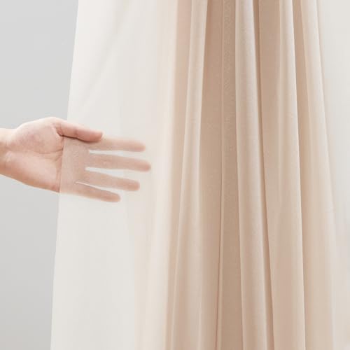 Image of 30 inch x 20Ft Wedding Arch Draping Fabric, 2 Panels Dark Champagne Sheer Curtain Drapes Extra Wide & Long Backdrop Curtains for Wedding Arch Ceremony Birthday Party Decorations