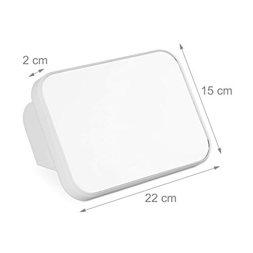 Relaxdays Kantelbare make-upspiegel, reistafelspiegel, scheerspiegel, hoogkant, dwars staand, kunststof frame, wit, ABS, 2 x 22 x 15 cm - Image 5