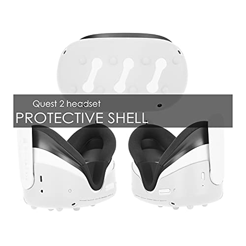 Protective Vr Shell For Quest 2 Oculus Accessories Silicone Front Face Protector Cover Vr Headset Protective Skin Hood With Thick Bulges Anti Scratch Preventing Collisions Dust Proof (White) #TOP1