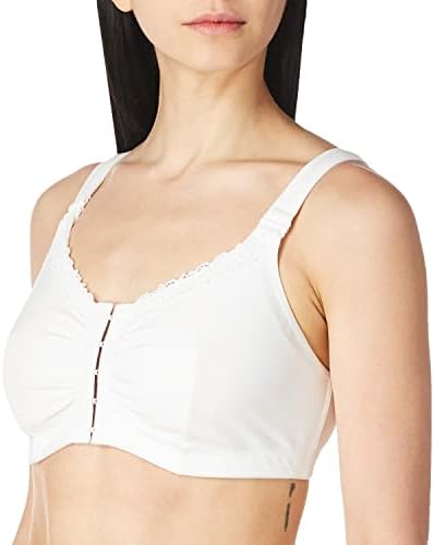 Amoena Women's Hannah Front Closure Wire Free Comfort Bra,White,Large C/D (40/42)