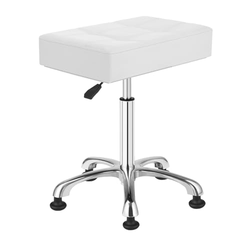 Image of Kaleurrier Heavy Duty Stools with Bell Glides Backless Height Adjustable Stool - Swivel Stool Chair for Counter Bar Office Lab Home Kitchen Lab Clinic Dentist Classroom (Stationary Casters, White)