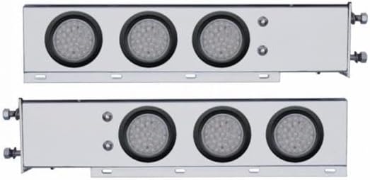 United Pacific 63678 Deluxe SS Spring Loaded Rear Light Bar, with 3.75" Bolt Pattern, Stop/Turn/Tail Light, Red LED, Clear Lens, with Rubber Grommets, 36 LED Per Light