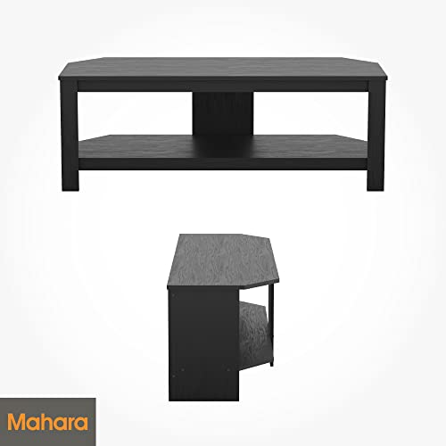 mahara Black Corner TV Stand - Black Oak Effect TV unit for up to 55" and Max 40Kg-TV Floorstand L115cm x D39.5cm x H41.4cm - For Living Room/Bedroom - Image 4