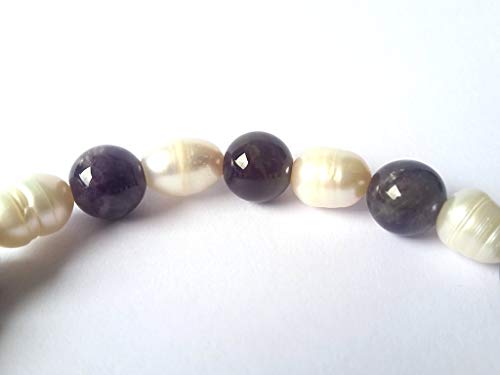 Bracciale in Ametista e Perla di Fiume, Pietre