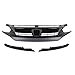 ERBV Fronthaube Kühlergrill, Grill + 2 Scheinwerfer Augenbrauen Augenabdeckung Set Für Honda Für Civic 10Th Gen RS Style 2016-2017 Schwarzes Auto