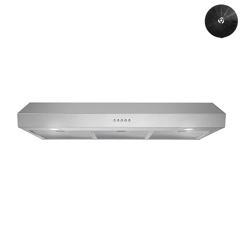 Streamline 36 in. Ostiglia Ductless Undermount 165 CFM Range Hood in Brushed Stainless Steel with Mesh Filters, Push Button Control, LED Lights