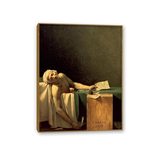 Tableau Peintre Celebre David La mort de Marat sur toile d'art avec cadre en teck