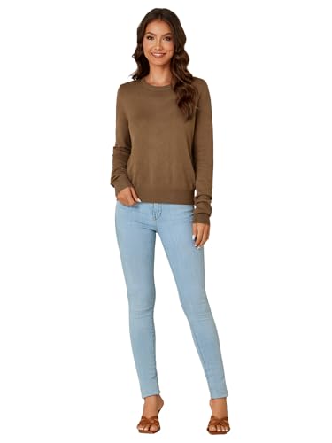 Image of Vrtige Women's Casual Crewneck Long Sleeve Lightweight Knit Pullover Fall Sweater Top