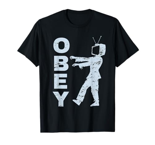 Obey TV Zombie Media Lavado de cerebro Televisión Camiseta