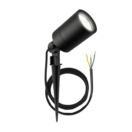Ledvion - LED gartenlampen fur draußen strom, GU10 Fassung, Schwarz, 5W, IP65, erdspiess für gartenleuchte, Gartenbeleuchtung, wegeleuchten,...