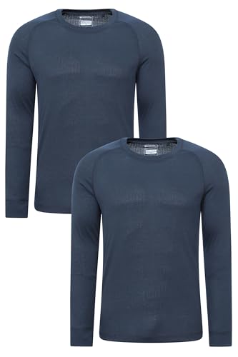 Mountain Warehouse Talus Mens Long Sleeved Baselayer Multipack - Isotherm, Lightweight, Warm - Best for Winter, Skiing, Snowboarding Navy (2 Pack) XL
