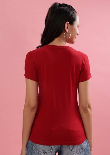 Image of Dollar Women's Solid Stretchable Cotton Round Neck Tshirt