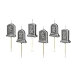 Genuine Fred Farewell Party Tombstone Birthday Candles β Set of 6 Gravestone Cake Toppers with Wooden Picks β Fun Candles for Milestone Birthdays, Retirements, and Halloween